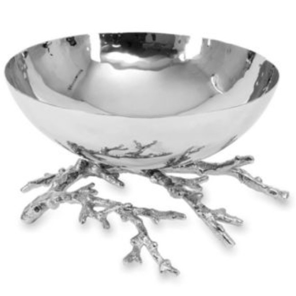 Michael Aram Silver Serving Bowl Coral Ocean Reef Coastal Dinner Ware